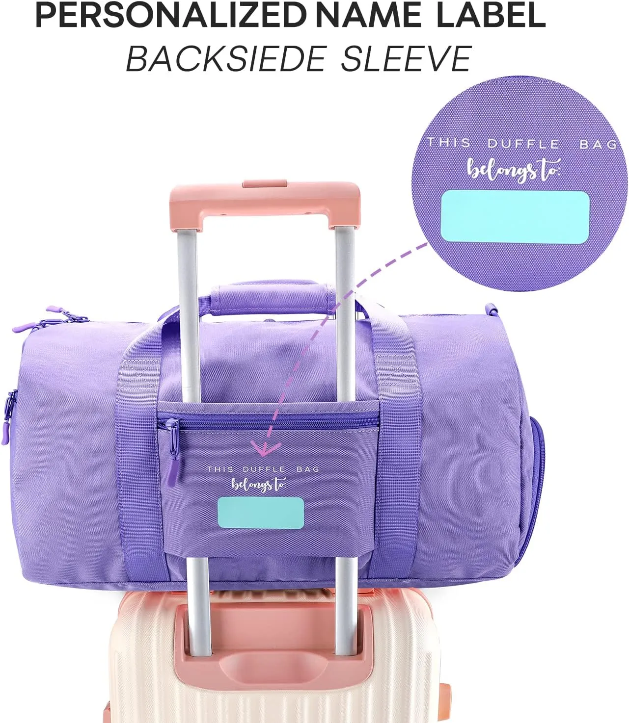 mibasies Dance Bag for Girls Duffle Bag Kids Overnight Travel Sleepover Bags Sport Gym Bag with Shoes Compartment, Mermaid Purple1