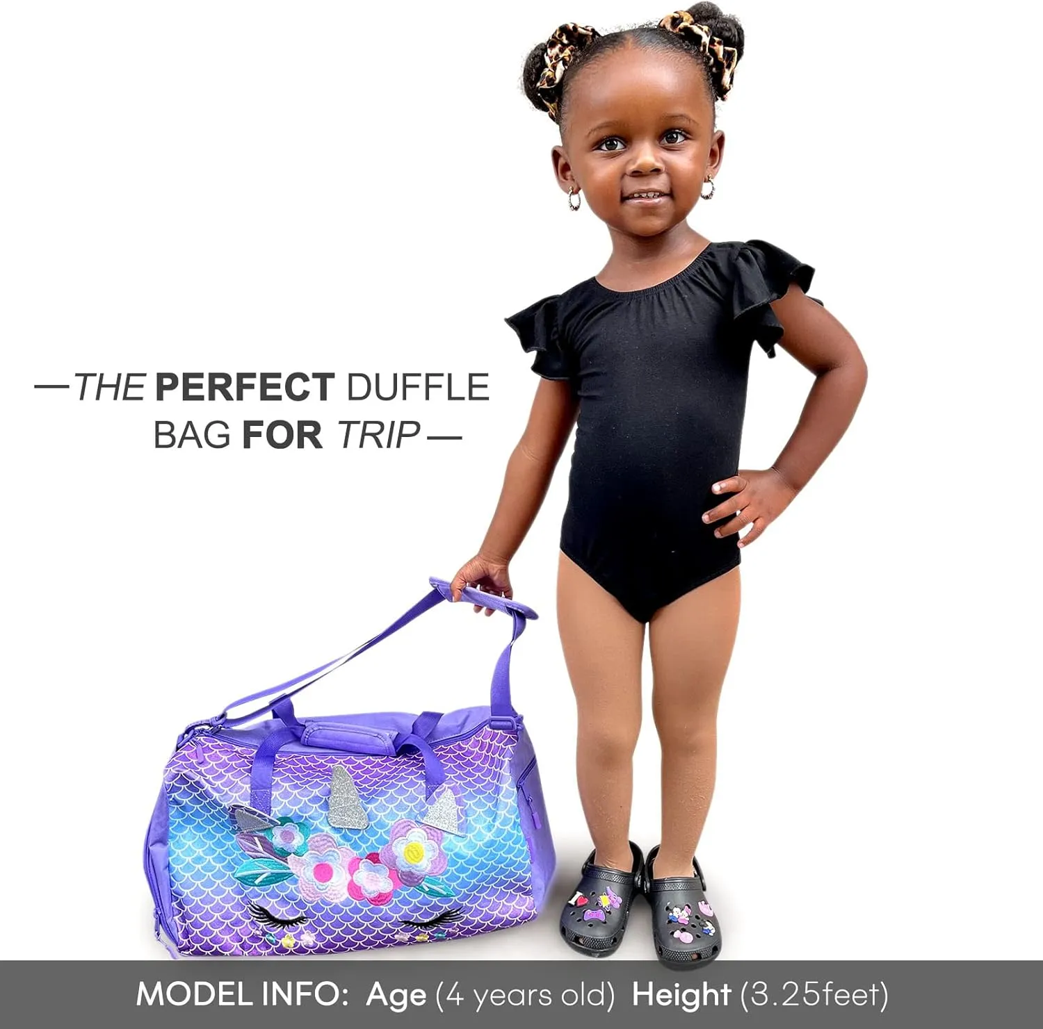 mibasies Dance Bag for Girls Duffle Bag Kids Overnight Travel Sleepover Bags Sport Gym Bag with Shoes Compartment, Mermaid Unicorn