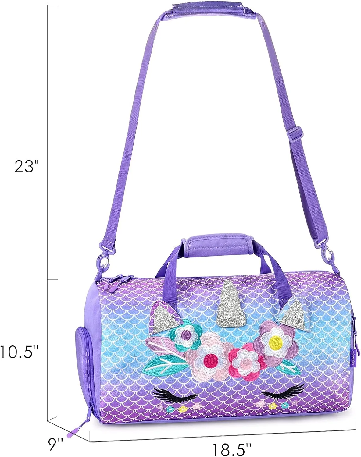 mibasies Dance Bag for Girls Duffle Bag Kids Overnight Travel Sleepover Bags Sport Gym Bag with Shoes Compartment, Mermaid Unicorn