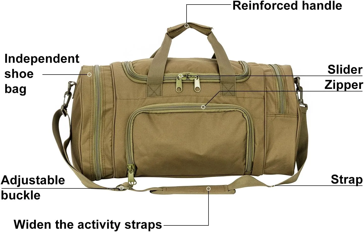 Military Tactical Outdoor Gym Bag Small Duffel Bag with Shoes Compartment for Sports Travel Camping Hunting, A-Green, Gym Bags