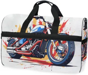 Motorbike 2 Travel Duffel Bag Luggage Sports Gym Bags With Shoes Compartment Large Capacity Lightweight Duffle Bag For Men Women