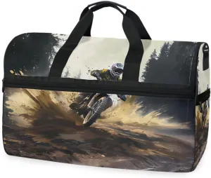 Motorcycle Race 1 Travel Duffel Bag Luggage Sports Gym Bags With Shoes Compartment Large Capacity Lightweight Duffle Bag For Men Women