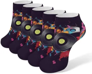 Multicolor Music Ankle Socks Soft Breathable No Show Socks Comfortable Cotton Low Cut Casual Socks for Women Men 5 Pairs