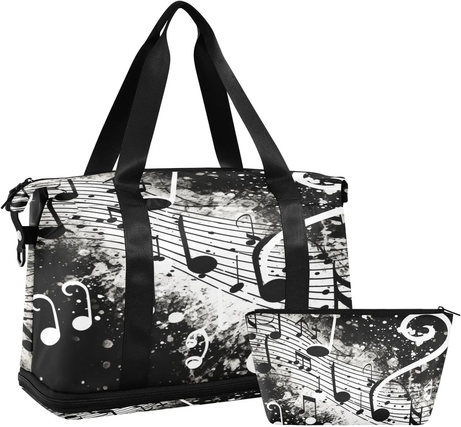 Musical Clef Gym Bag for Men Women with Shoes Compartment & Wet Pocket Sport Travel Duffel Bag Waterproof Weekender Overnight Bag