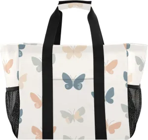Nander Butterflies Reusable Grocery Bags,Large Grocery Tote Bag Water Resistant Shopping Bags Foldable Grocery Bag for Clothes,Shoes and Picnic