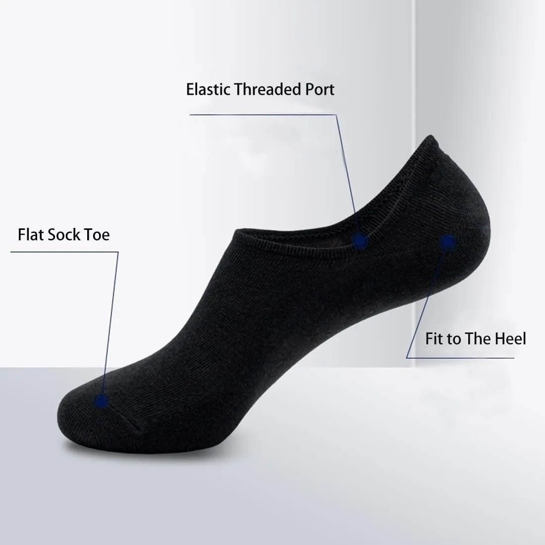 No Show Socks Men Low Cut Ankle Short Socks,Non Slip Ankle Socks Cotton Casual Invisible Boat Socks Size 5-9