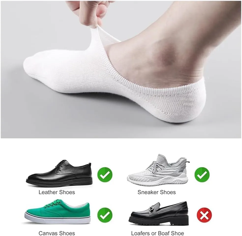 No Show Socks Men Low Cut Ankle Short Socks,Non Slip Ankle Socks Cotton Casual Invisible Boat Socks Size 5-9