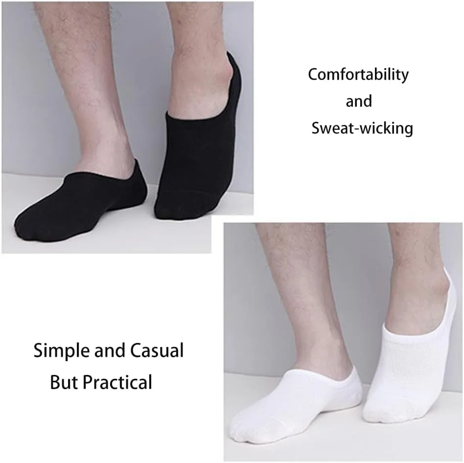 No Show Socks Men Low Cut Ankle Short Socks,Non Slip Ankle Socks Cotton Casual Invisible Boat Socks Size 5-9