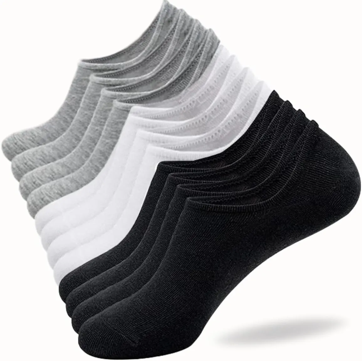 No Show Socks Womens and Men Anti-slid Athletic Low Cut Ankle Short Running Novelty Casual Invisible Liner Socks (A_6 Pairs(2 Black, 2 Gray, 2 White))