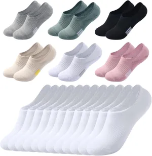 No Show Socks Womens Cushioned Athletic Sports Running Socks 6 Pairs & Invisible Low Cut Ankle Liner Socks for Sneakers Footies White 6 Pairs