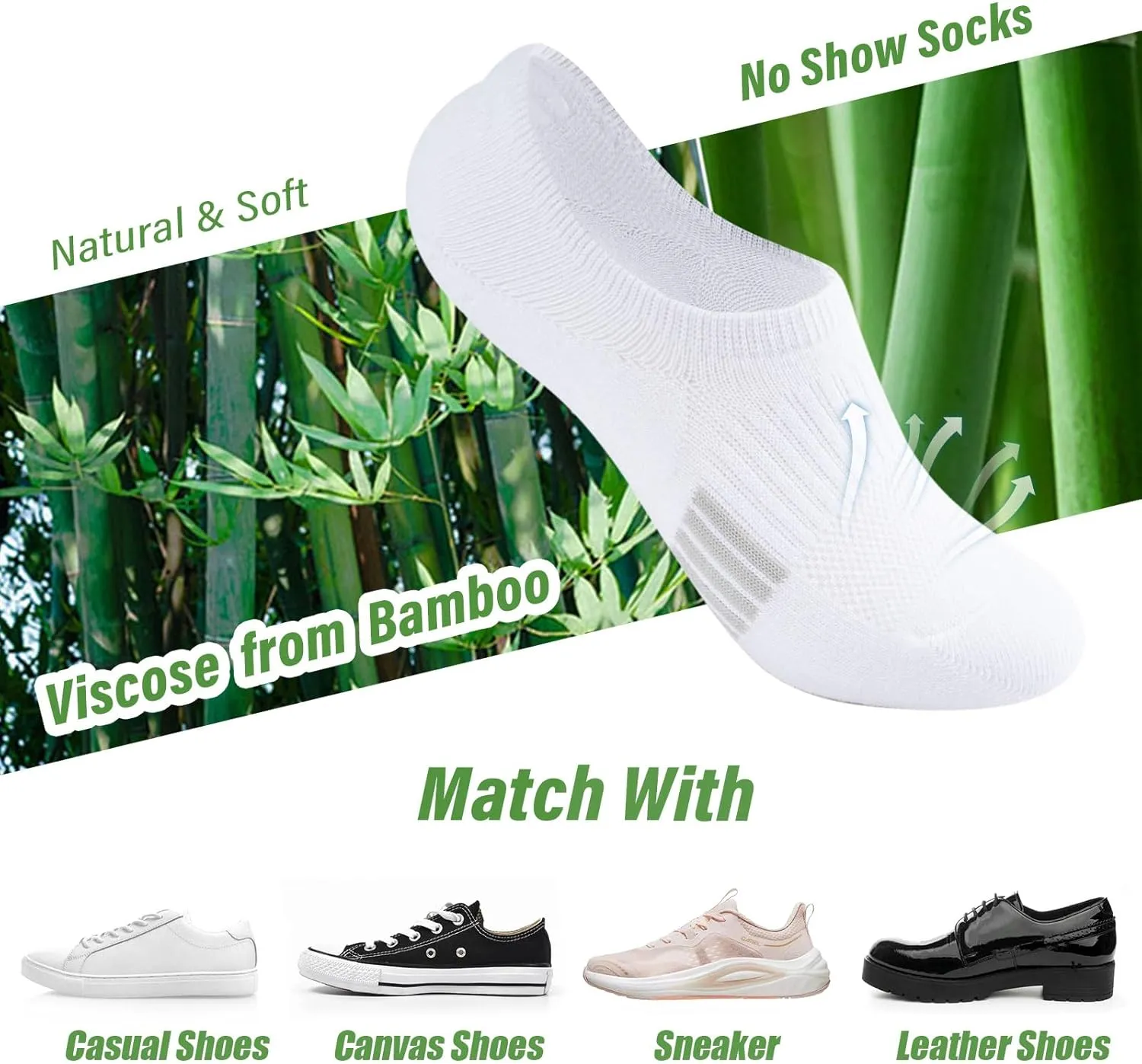 No Show Socks Womens Low Cut Invisible Socks for Women, 6 Pairs Athletic Non Slip Short Socks Womens Size 7-9/9-11