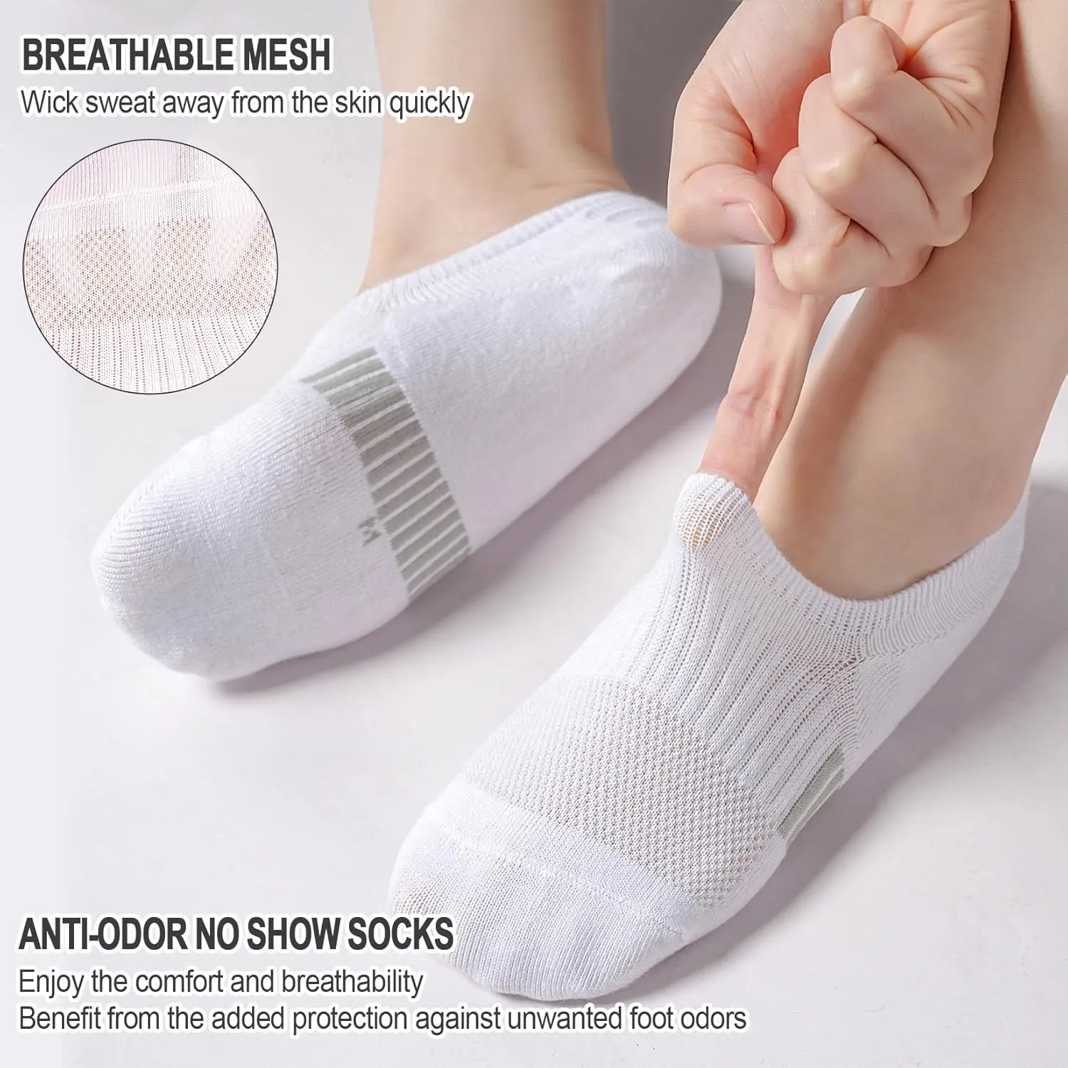 No Show Socks Womens Low Cut Invisible Socks for Women, 6 Pairs Athletic Non Slip Short Socks Womens Size 7-9/9-11
