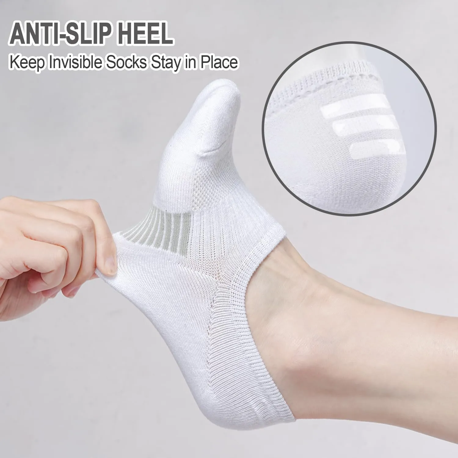 No Show Socks Womens Low Cut Invisible Socks for Women, 6 Pairs Athletic Non Slip Short Socks Womens Size 7-9/9-11
