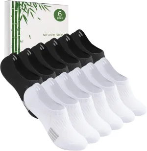 No Show Socks Womens Low Cut Invisible Socks for Women, 6 Pairs Athletic Non Slip Short Socks Womens Size 7-9/9-11