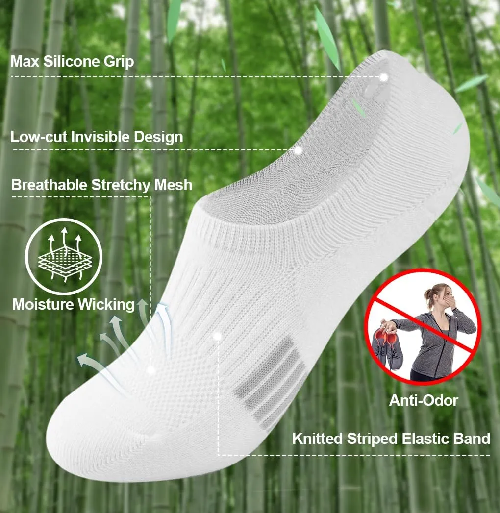 No Show Socks Womens Low Cut Invisible Socks for Women, 6 Pairs Athletic Non Slip Short Socks Womens Size 7-9/9-11
