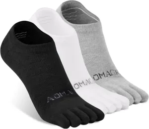 No Show Toe Socks for Men & Women, Coolmax 5-Finger Running Socks, Low Cut Athletic, Soft & Moisture-Wicking