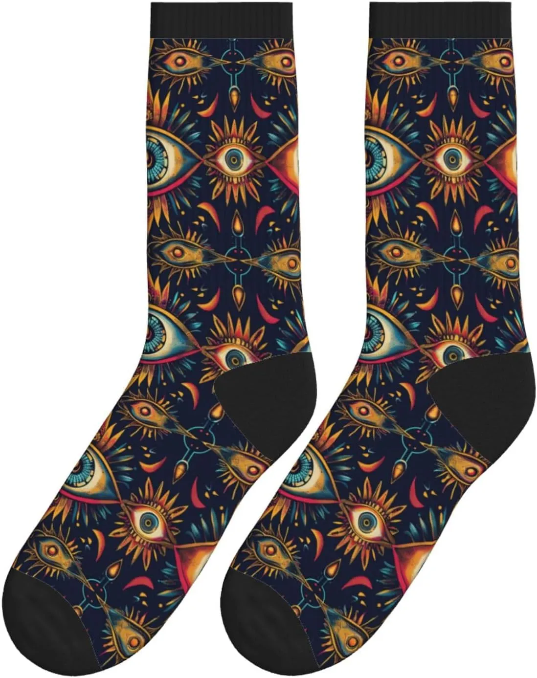 Novelty Crew Socks Crazy Dress Socks Fun Colorful Novelty Graphic Crew Tube Socks Mid-Calf Funny Socks