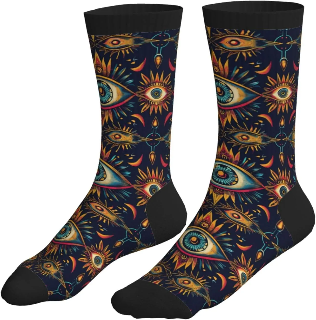Novelty Crew Socks Crazy Dress Socks Fun Colorful Novelty Graphic Crew Tube Socks Mid-Calf Funny Socks