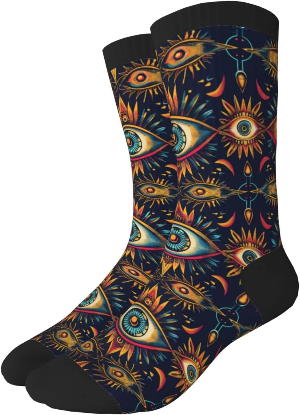 Novelty Crew Socks Crazy Dress Socks Fun Colorful Novelty Graphic Crew Tube Socks Mid-Calf Funny Socks