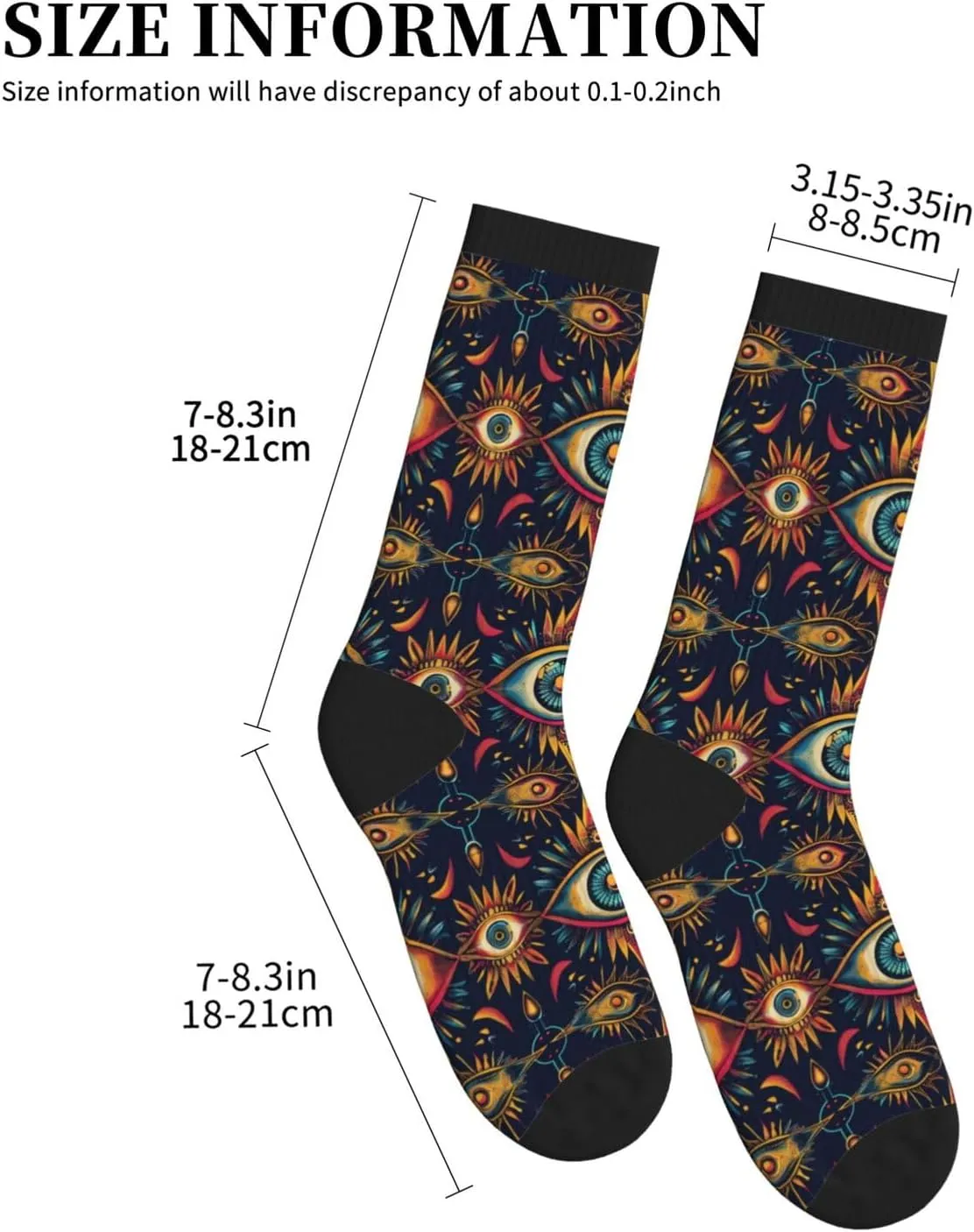 Novelty Crew Socks Crazy Dress Socks Fun Colorful Novelty Graphic Crew Tube Socks Mid-Calf Funny Socks