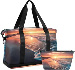 Ocean and Sunshine Gym Bag for Men Women with Shoes Compartment & Wet Pocket Sport Travel Duffel Bag Waterproof Weekender Overnight Bag