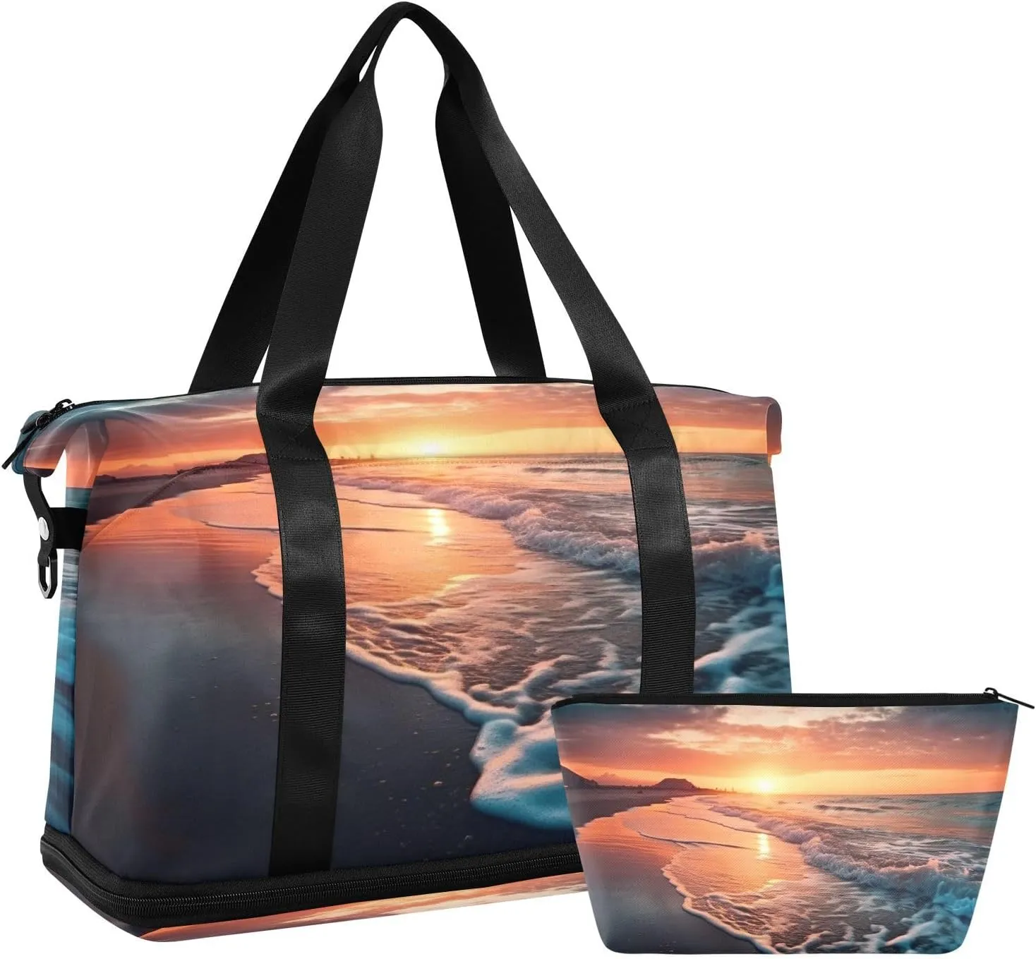 Ocean and Sunshine Gym Bag for Men Women with Shoes Compartment & Wet Pocket Sport Travel Duffel Bag Waterproof Weekender Overnight Bag