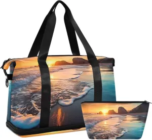 Ocean and Sunshine Gym Bag for Men Women with Shoes Compartment & Wet Pocket Sport Travel Duffel Bag Waterproof Weekender Overnight Bag