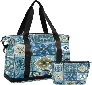 Oriental Designs Sports Gym Bag,Travel Duffel bag with Wet Pocket & Shoes Compartment Lightweight Waterproof Overnight Bag for Men Women