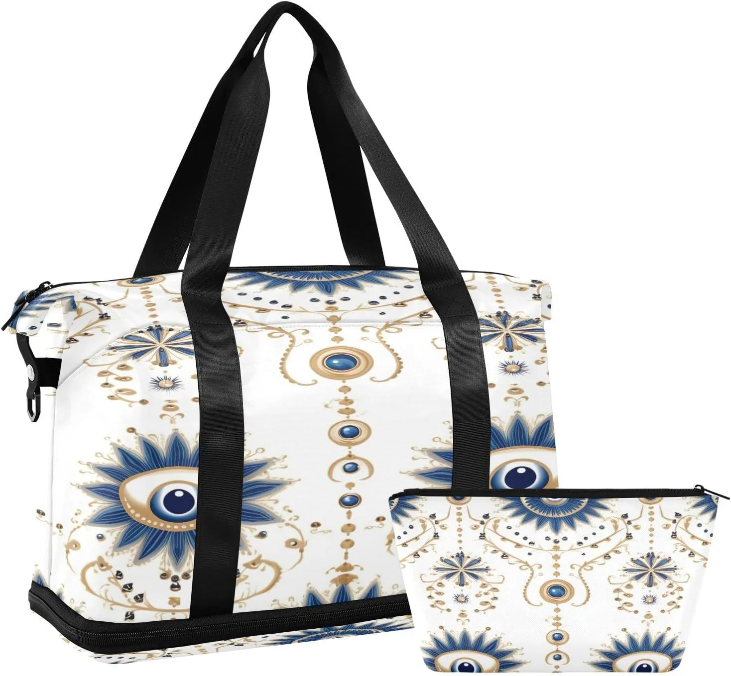 Oriental Pattern Sports Gym Bag,Travel Duffel bag with Wet Pocket & Shoes Compartment Lightweight Waterproof Overnight Bag for Men Women