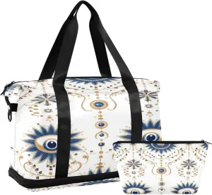 Oriental Pattern Sports Gym Bag,Travel Duffel bag with Wet Pocket & Shoes Compartment Lightweight Waterproof Overnight Bag for Men Women