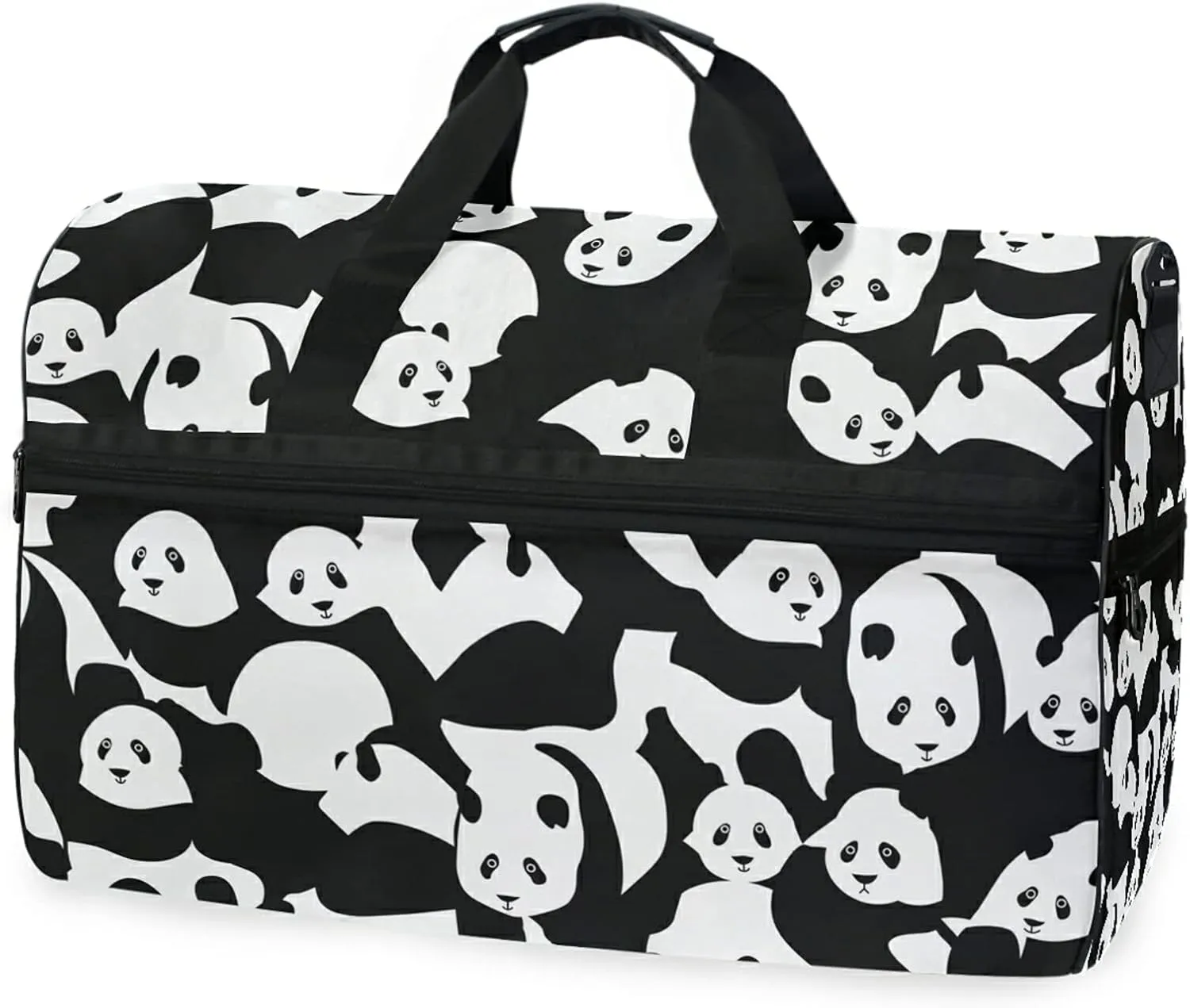 Panda Black White Travel Duffel Bag Luggage Sports Gym Bag With Shoes Compartment Large Capacity Lightweight Duffle Bag For Men Women
