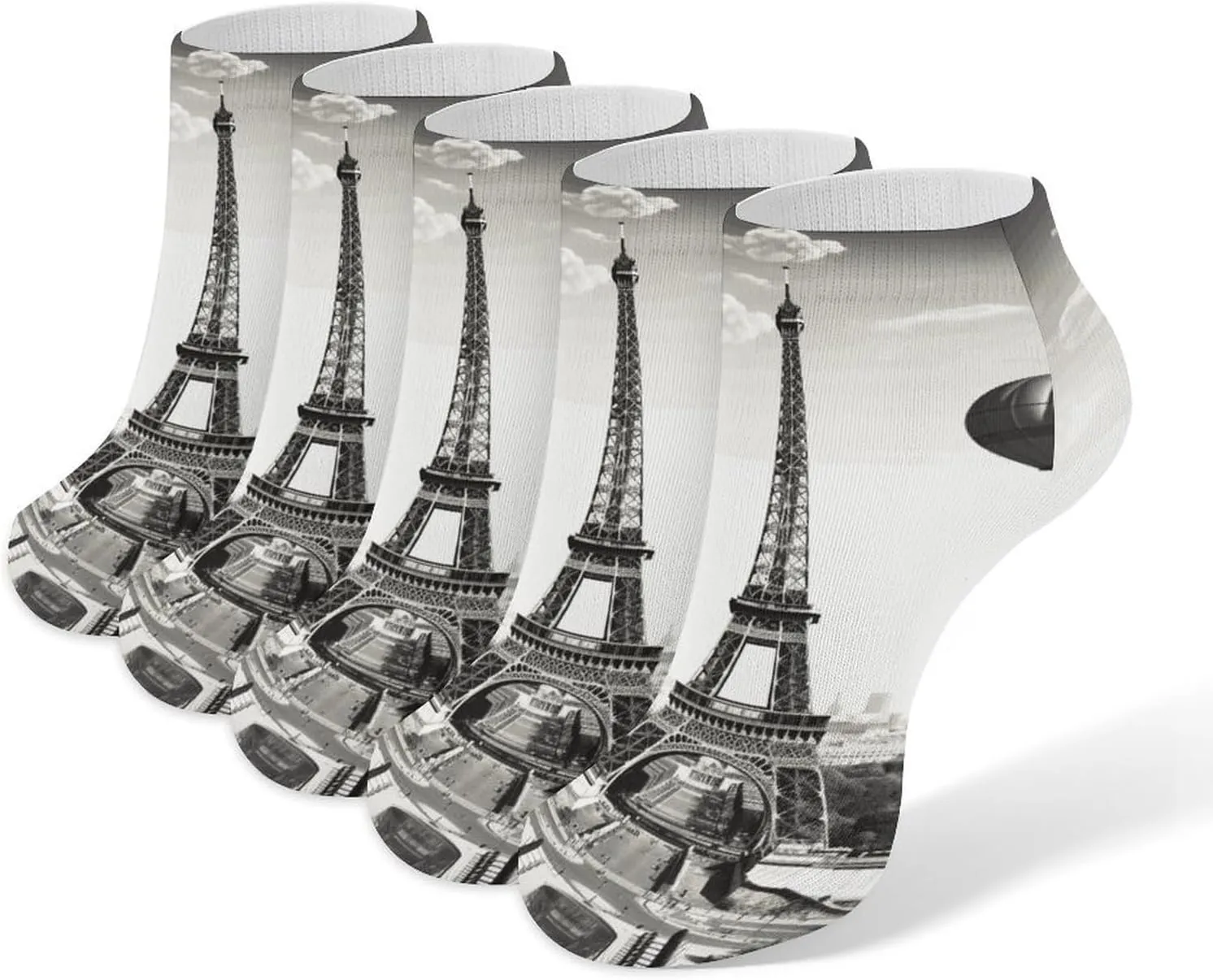 Paris Tower Ankle Socks Soft Breathable No Show Socks Comfortable Cotton Low Cut Casual Socks for Women Men 5 Pairs