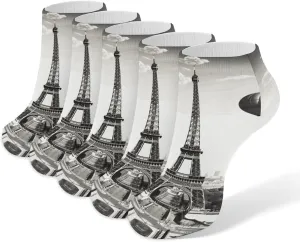 Paris Tower Ankle Socks Soft Breathable No Show Socks Comfortable Cotton Low Cut Casual Socks for Women Men 5 Pairs
