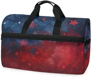 Patriotic Star Travel Duffel Bag Luggage Sports Gym Bags With Shoes Compartment Large Capacity Lightweight Duffle Bag For Men Women