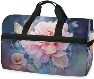 Peony Pink Travel Duffel Bag Luggage Sports Gym Bags With Shoes Compartment Large Capacity Lightweight Duffle Bag For Men Women