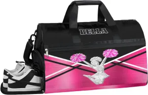 Personalized Cheerleader Bag Dance Bag for Girl Woman, Custom Gym Bag Sport Duffel Bag with Shoes Compartment Girl Cheer Hot Pink