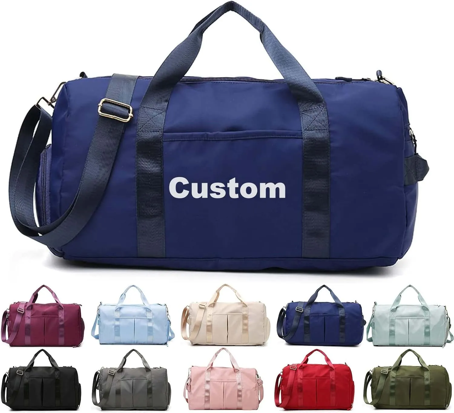 Personalized Duffle Bag, Custom Name Dance Bag for Girls, Personalized Embroidered Sports Gym Bag with Shoes Compartment for Women Girls (Blue)