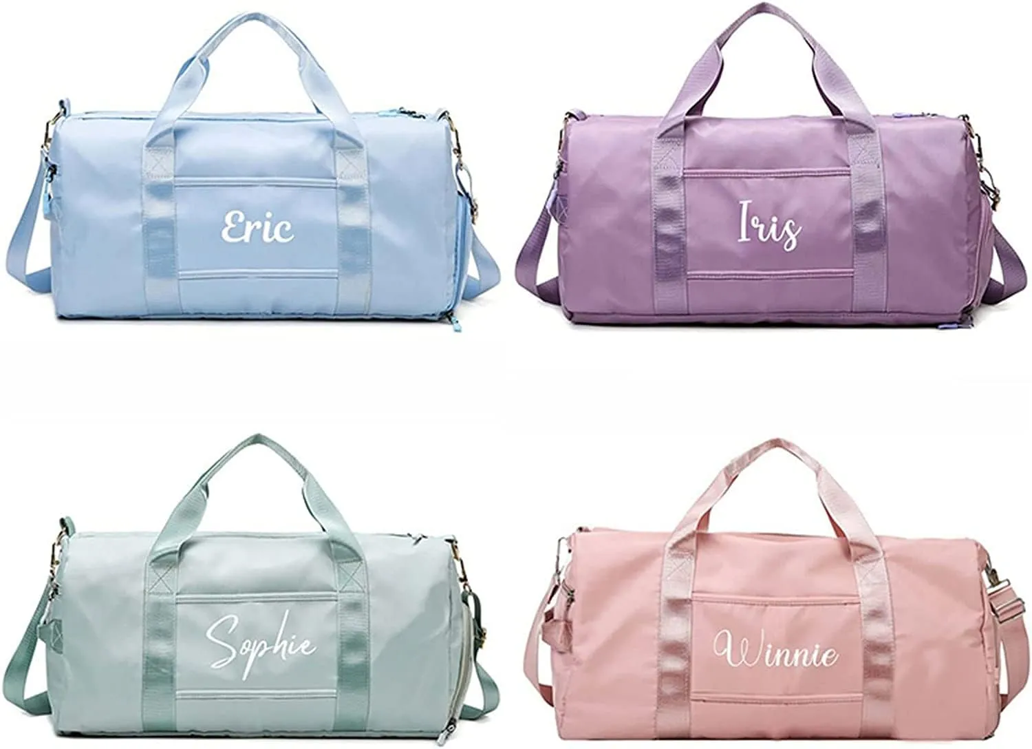 Personalized Duffle Bag, Custom Name Dance Bag for Girls, Personalized Embroidered Sports Gym Bag with Shoes Compartment for Women Girls (Blue)