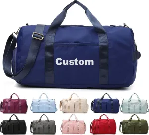 Personalized Duffle Bag, Custom Name Dance Bag for Girls, Personalized Embroidered Sports Gym Bag with Shoes Compartment for Women Girls (Blue)