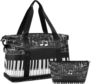 Piano Keyboard Gym Bag for Men Women with Shoes Compartment & Wet Pocket Sport Travel Duffel Bag Waterproof Weekender Overnight Bag