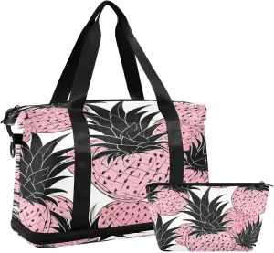 Pineapples Pattern Gym Bag for Men Women with Shoes Compartment & Wet Pocket Sport Travel Duffel Bag Waterproof Weekender Overnight Bag