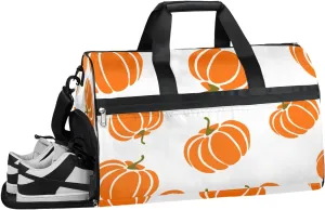 Pumpkin Plants Decor Gym Bag for Women Duffle with Shoes Compartment Men Weekender Duffel Bags for Travel Sports Swimming Overnight Dance
