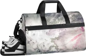 QsirBC Abstract Art Marble Texture Gym Bag for Women Duffle Tote with Shoes Compartment Men Weekender Duffel For Travel Sports Swimming Overnight