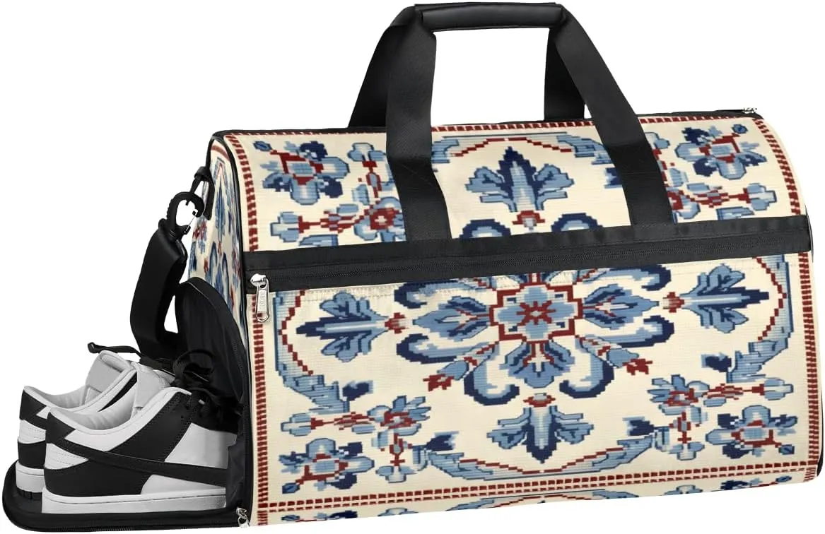 QsirBC Abstractions Pattern Theme Gym Bag for Women Duffle Tote with Shoes Compartment Men Weekender Duffel for Travel Swimming Sports Overnight