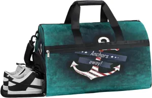 QsirBC Anchor Illustrations Gym Bag for Women Duffle Tote with Shoes Compartment Men Weekender Duffel For Travel Sports Swimming Overnight