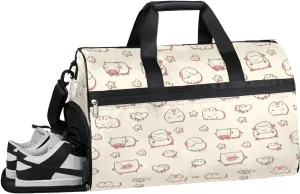 QsirBC Cartoon Animals Pattern Gym Bag for Women Duffle Tote with Shoes Compartment Men Weekender Duffel For Travel Sports Swimming Overnight