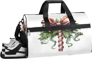 QsirBC Christmas Art Texture Gym Bag for Women Duffle Tote with Shoes Compartment Men Weekender Duffel For Travel Sports Swimming Overnight