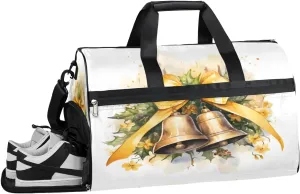 QsirBC Christmas Art Theme Gym Bag for Women Duffle Tote with Shoes Compartment Men Weekender Duffel For Travel Sports Swimming Overnight