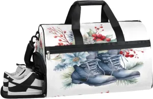 QsirBC Christmas Design Decor Gym Bag for Women Duffle Tote with Shoes Compartment Men Weekender Duffel For Travel Sports Swimming Overnight