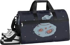 QsirBC Cute Elephant Moon Gym Bag for Women Duffle Tote with Shoes Compartment Men Weekender Duffel For Travel Sports Swimming Overnight